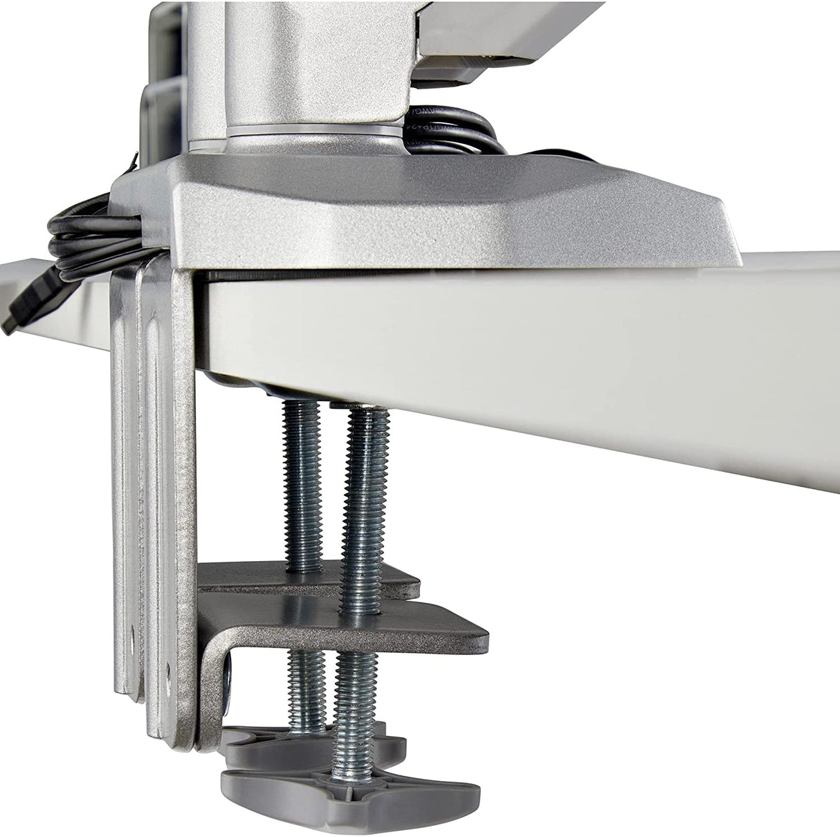 StarTech.com Desk Mount Dual Monitor Arm with USB & Audio - Desk Clamp VESA Mount for up to 32 inch Displays - 2X USB, 2X 3.5mm Audio - Ergonomic Full Motion Dual Monitor Arm - Silver (ARMSLIMDUOS)