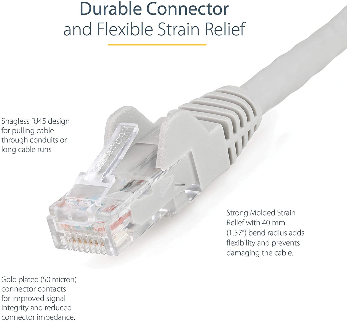 StarTech.com 7ft (2m) CAT6 Ethernet Cable - LSZH (Low Smoke Zero Halogen) - 10 Gigabit 650MHz 100W PoE RJ45 UTP Network Patch Cord Snagless w/Strain Relief - Gray CAT 6, ETL Verified (N6LPATCH7GR) 7 ft Gray