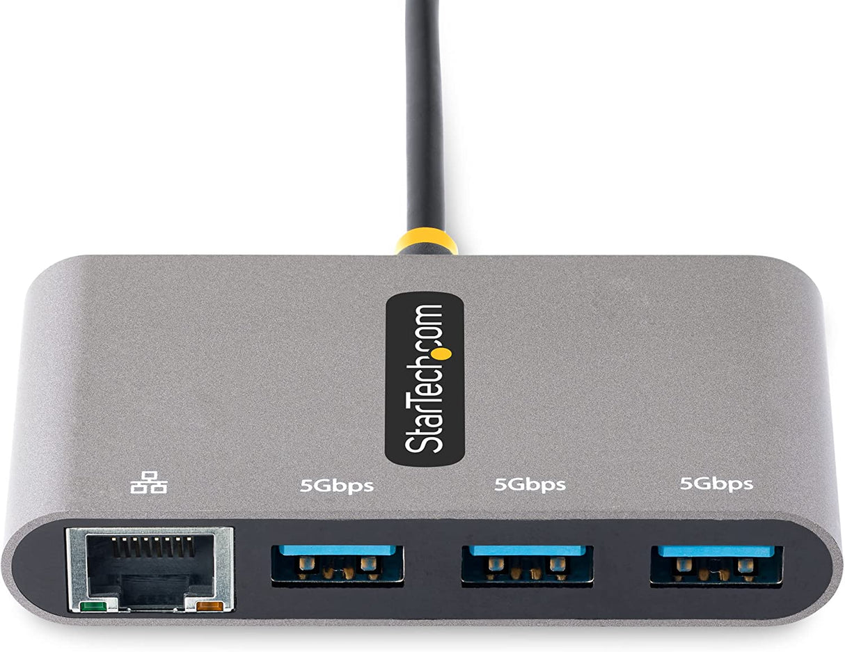 StarTech.com 3-Port USB-C Hub with Ethernet - 3X USB-A - Gigabit Ethernet - USB 3.0 5Gbps - Bus-Powered - 1ft/30cm Long USB Type-C Host Cable - GbE - Portable USB-C to USB-A Splitter (HB30C3A1GEA2)