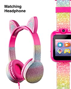 PlayZoom Kids Smartwatch 2 with Headphones Featuring a Swivel Selfie Camera, STEM Learning, 20+ Games, Audio Bedtime Stories, Store Music for Kids Toddlers Boys Girls Multi Glitter with Ears