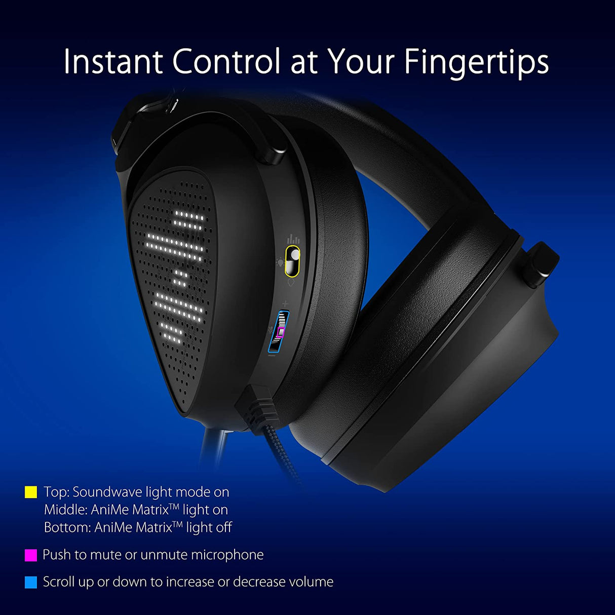 ASUS ROG Delta S Animate Gaming Headset | Customizable Anime Matrix LED Display, AI Noise-Canceling Mic, Hi-Res ESS 9281 Quad DAC, Lightweight, USB-C, for PC, Mac, PS5, Switch and Mobile Devices Delta S Animate (Wired) Black