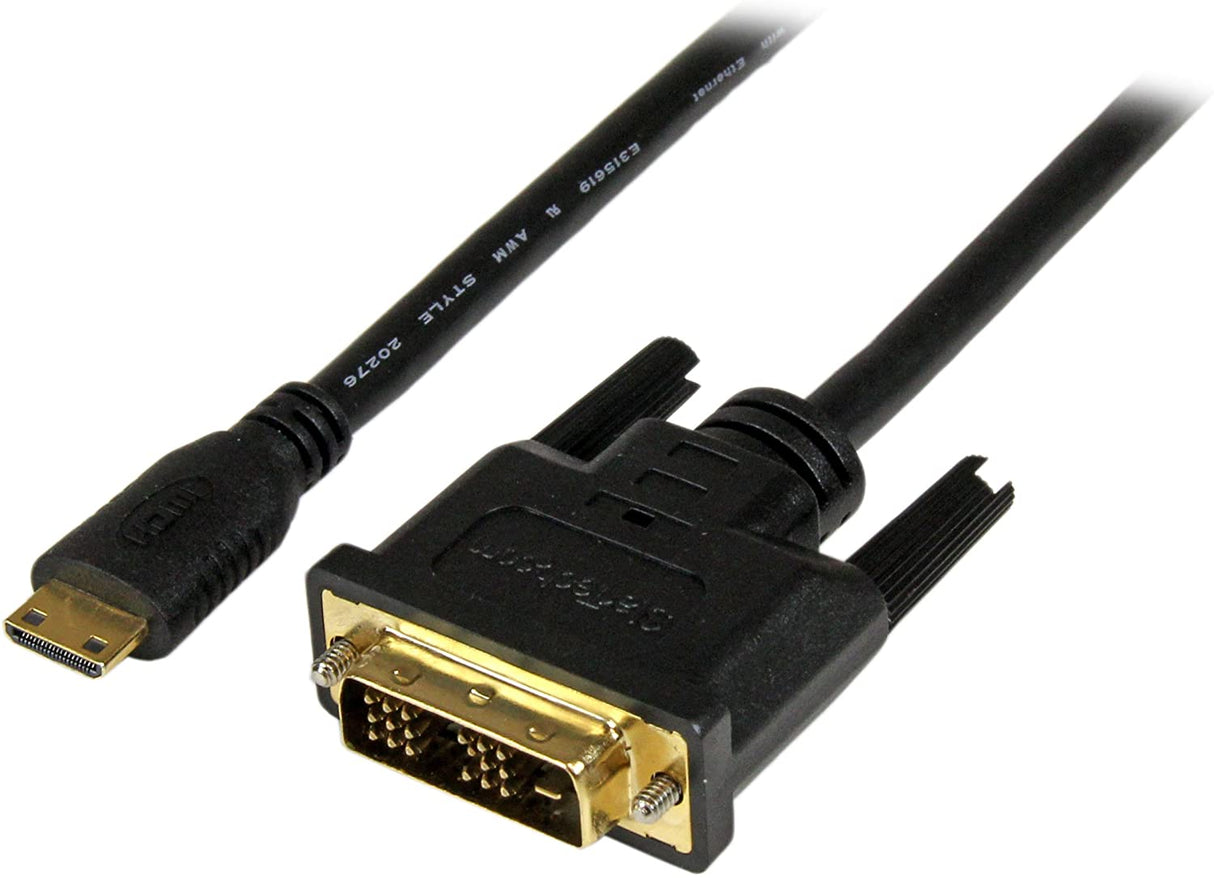 StarTech.com 2m Mini HDMI to DVI-D Cable - M/M - 2 meter Mini HDMI to DVI Cable - 19 pin HDMI (C) Male to DVI-D Male - 1920x1200 Video (HDCDVIMM2M),Black,6 ft / 2m 6 ft / 2m Mini HDMI to DVI