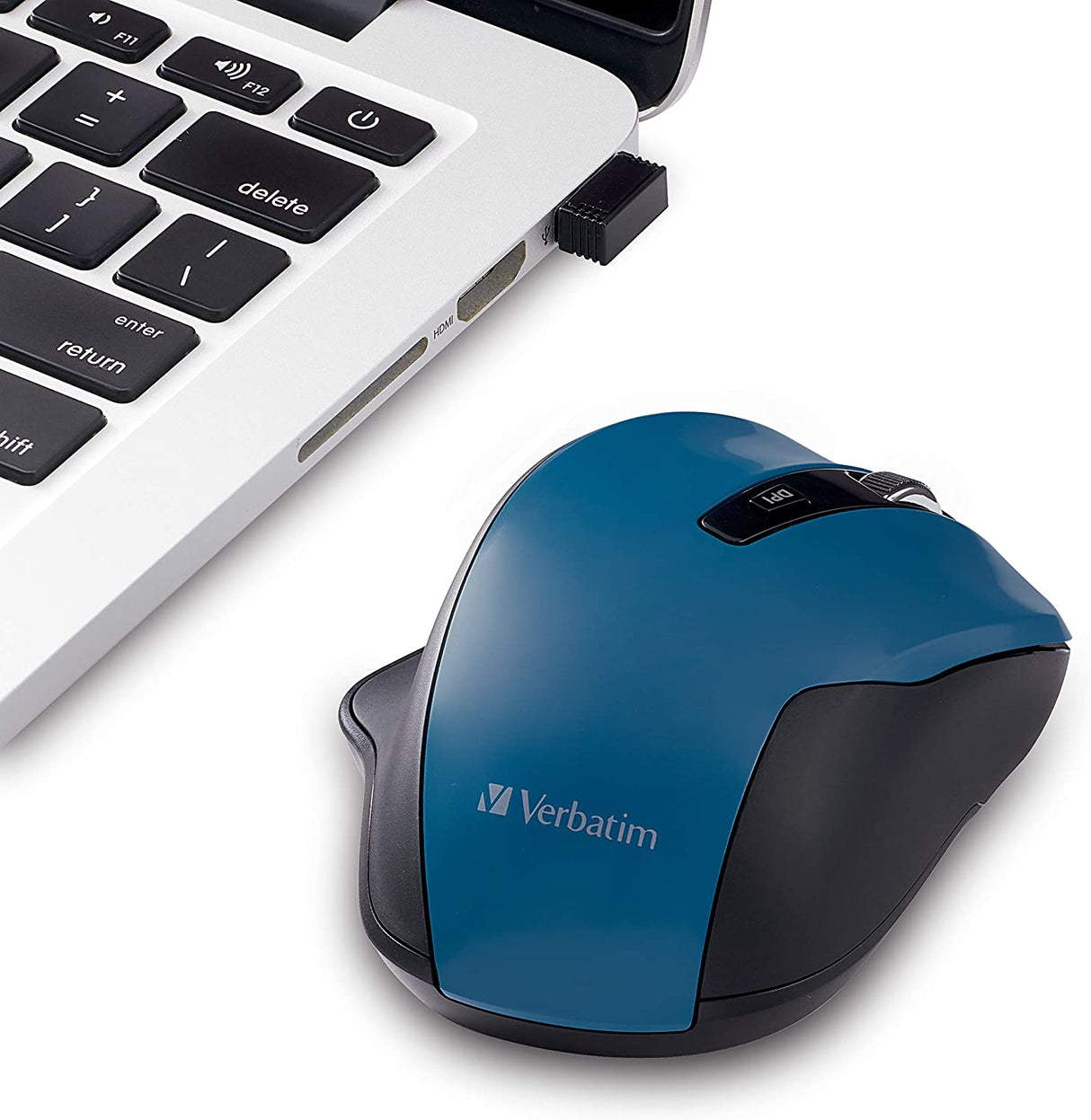 Verbatim Silent Ergonomic Wireless Blue LED Mouse – Dark Teal