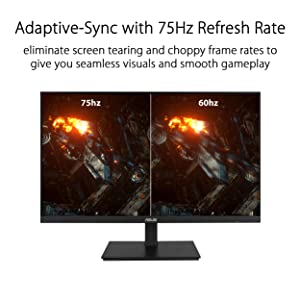 ASUS VA27DQSB 27” Monitor, 1080P Full HD, 75Hz, IPS, Adaptive-Sync, Eye Care, HDMI DisplayPort VGA USB Hub, Frameless, Ergonomic Design, VESA Wall Mountable 27" IPS 75Hz w/DP & Height adjustable