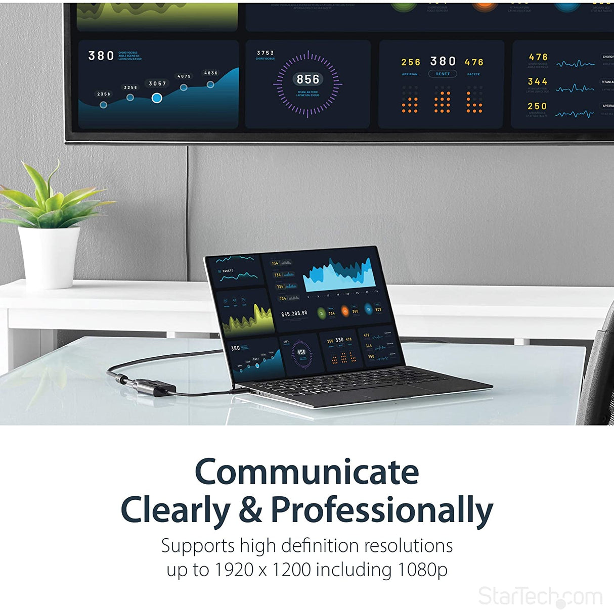 StarTech.com USB-C to VGA Adapter - Black - 1080p - Video Converter For Your MacBook Pro - USB C to VGA Display Dongle (CDP2VGA) Black 1080p