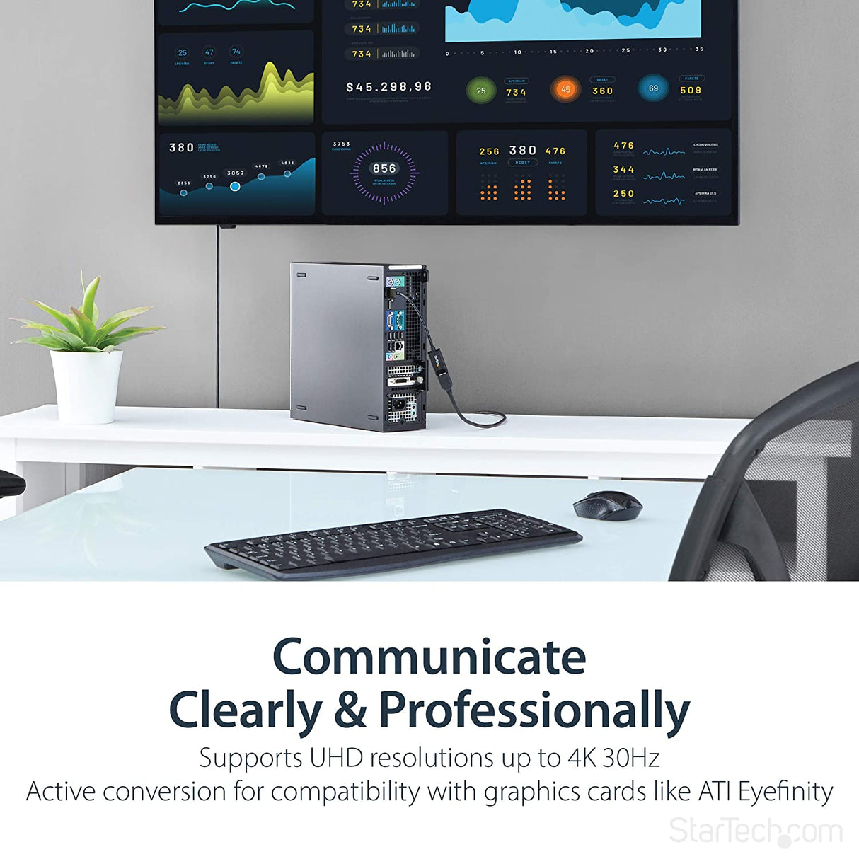 StarTech.com DisplayPort to HDMI Adapter - 4K 30Hz Active DisplayPort to HDMI Video Converter - DP to HDMI Monitor/TV/Display Cable Adapter Dongle - Ultra HD DP 1.2 to HDMI 1.4 Adapter (DP2HD4KS) 4K30Hz 4K HDMI Single