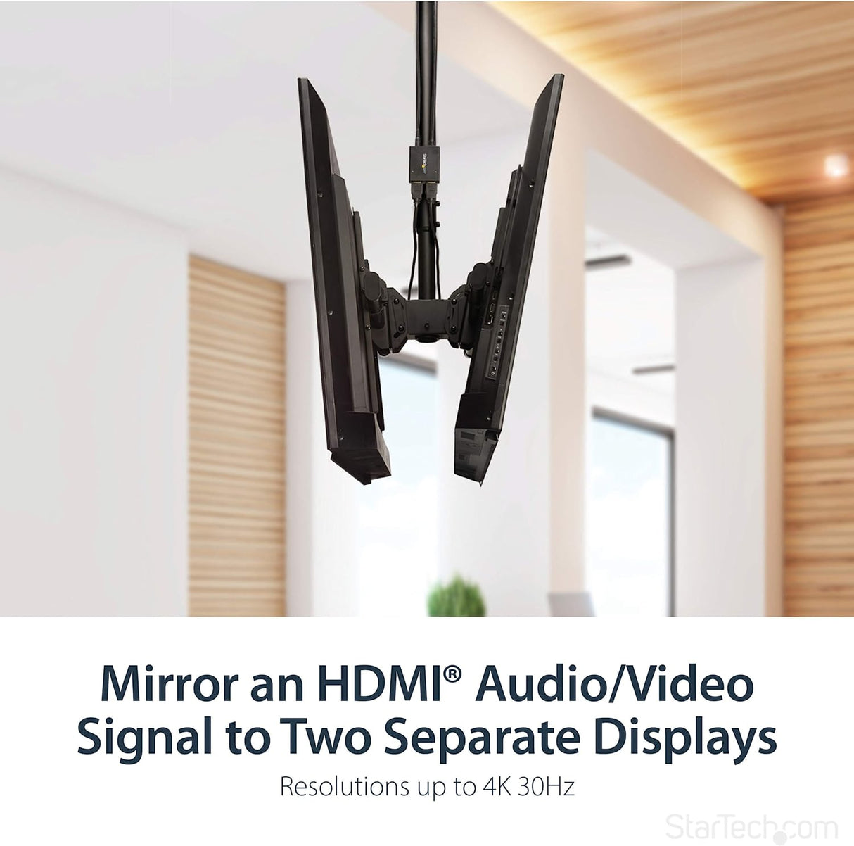 StarTech.com 4K HDMI Splitter 1 In 2 Out - 4K 30Hz HDMI 1.4 2 Port Video Splitter Box -with high speed HDMI cable, USB power cable - Black (ST122HD4KU)