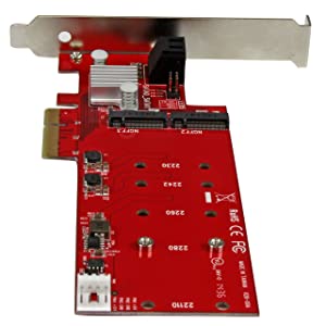 StarTech.com 2x M.2 NGFF SSD RAID Controller Card plus 2x SATA III Ports - PCIe - Two Slot PCI Express M.2 RAID Card plus Two SATA Ports (PEXM2SAT3422) 2x M.2 SATA | 2x SATA | RAID