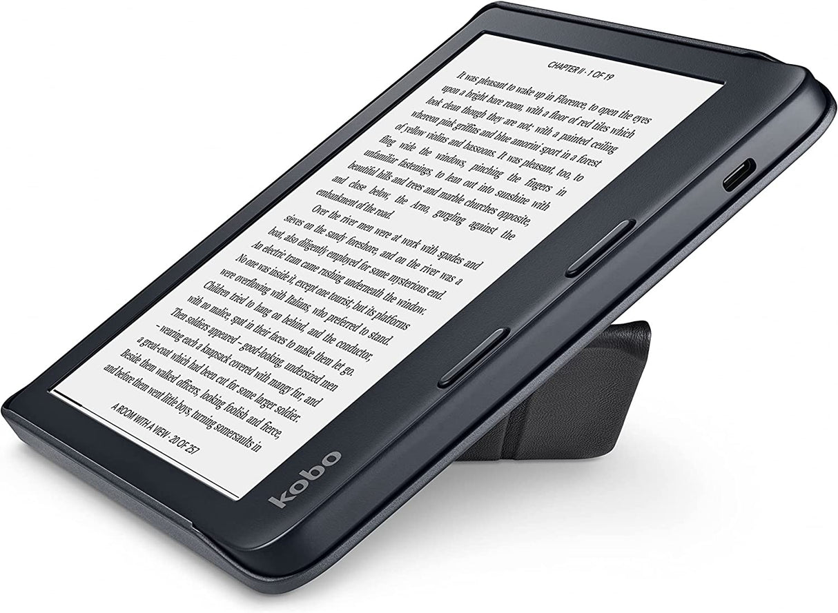 Kobo Libra 2 SleepCover Case | Black | Sleep/Wake Technology | Built-in 2-Way Stand | Vegan Leather | Compatible with 7” Kobo Libra 2 eReader