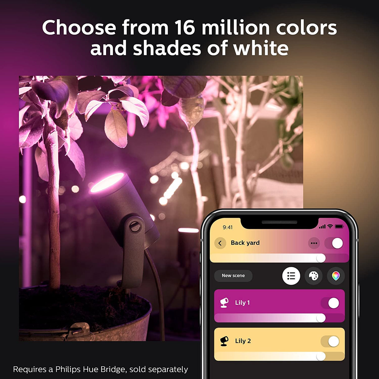 Philips Hue Lily White & Color Outdoor Smart Spot Light Extension (Hue Hub & Power Source Required), 1 Hue White & Color Smart Spot Light + Mount kit, Works with Alexa, HomeKit & Google Assistant