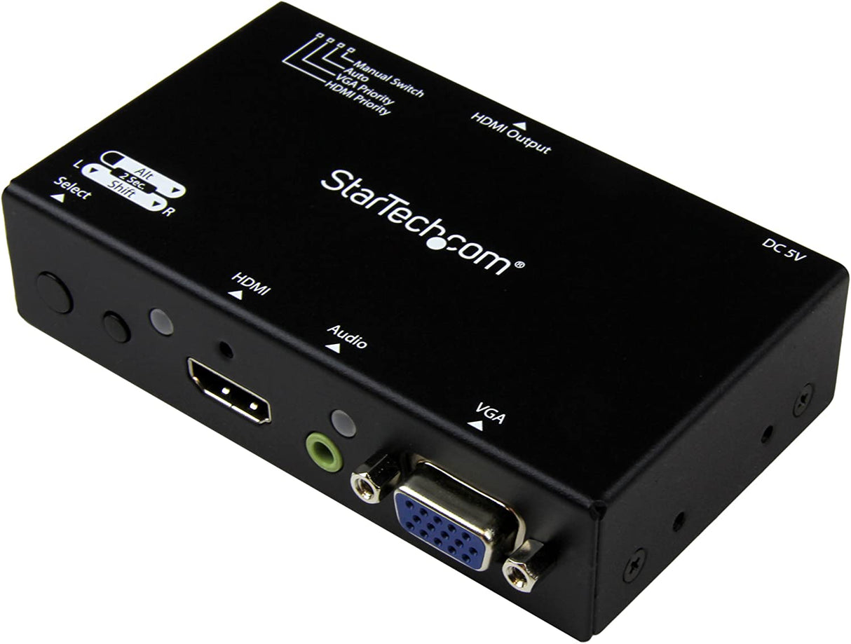 StarTech.com 2x1 VGA + HDMI to HDMI Switch / Selector Box - 1080p Multi Video Input Automatic Switcher - 2 Computers In 1 Monitor Out (VS221VGA2HD)