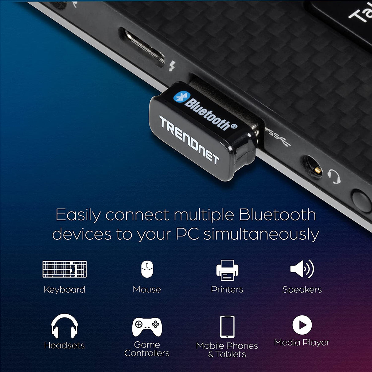 TRENDnet Micro Bluetooth 5.0 USB Adapter, Supports Basic Rate(BR), Bluetooth Low Energy(BLE), Enhanced Data Rate(EDR), 100m (328ft.) Range, Supports Windows OS, Black, TBW-110UB 100m (328ft.) Bluetooth 5.0
