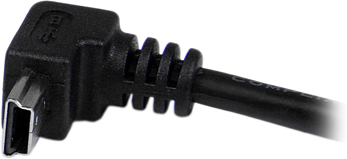 StarTech.com Down Angle Mini USB Cable - 2m - Black - USB A to Mini USB B - USB to Mini USB Cable - Mini USB Charger - USB A to Mini B (USBAMB2MD) 6 ft / 2m Down Angle