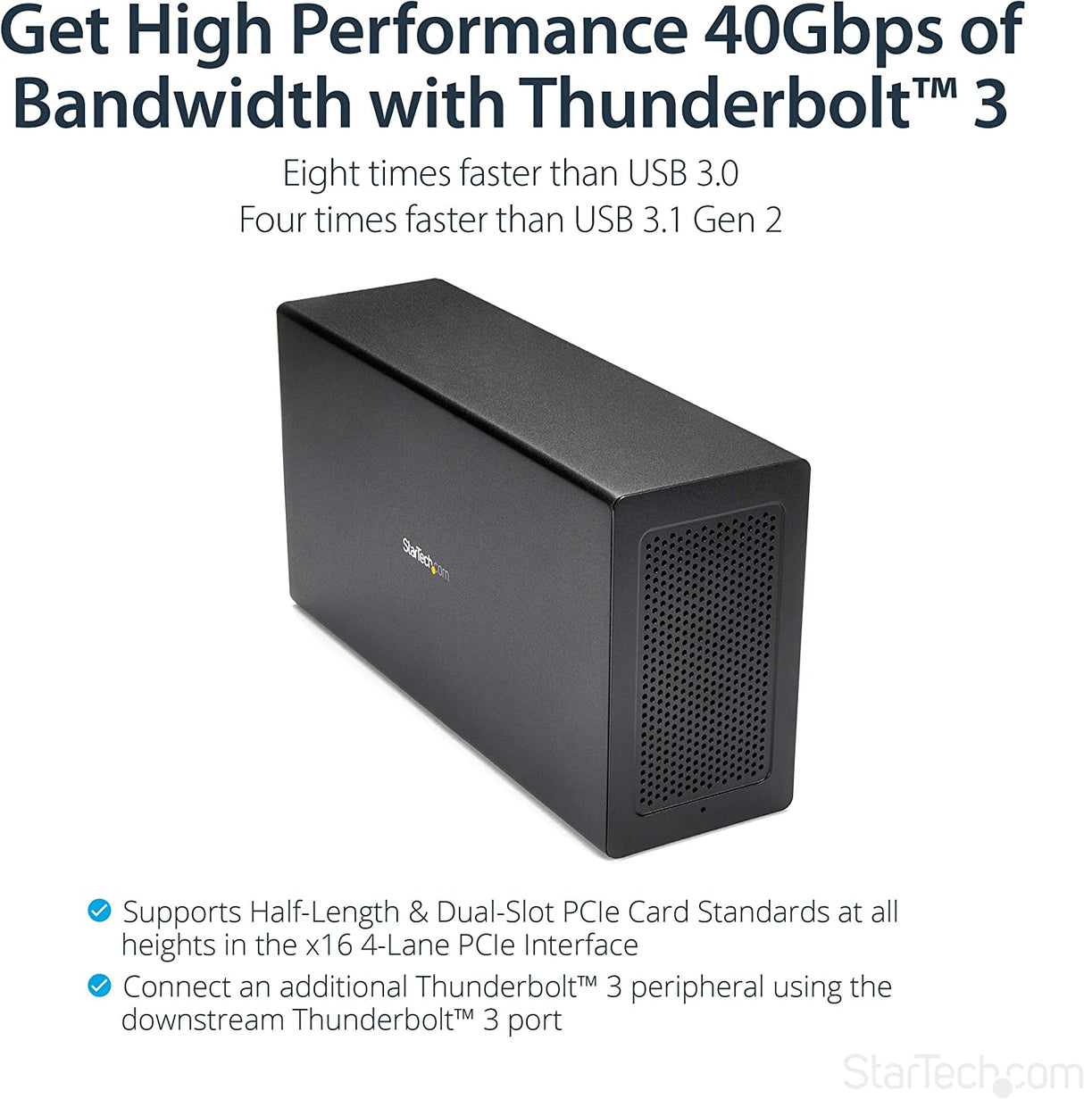 StarTech.com Thunderbolt 3 PCIe Expansion Chassis w/DisplayPort – PCIe x16 – External PCIe Slot for Thunderbolt 3 Devices (TB31PCIEX16)