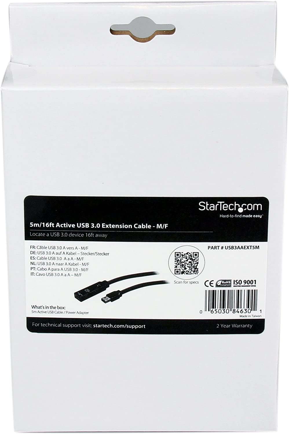 StarTech.com 16.4ft Active USB 3.0 Extension Cable with AC Power Adapter - Shielded - Male to Female USB USB 3.1 Gen 1 Type A (5Gbps) Extender (USB3AAEXT5M) 16.4 ft USB 3.0 Cable