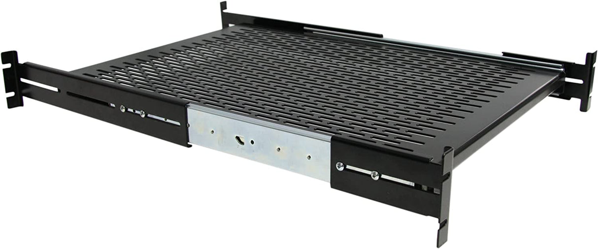 StarTech.com 2U Sliding Server Rack Mount Shelf - 20 to 30in Adjustable Mounting Depth - Vented - 50lb - Heavy Duty Universal 19” Rack Shelf for Equipment Rack - 24in Deep (UNISLDSHF19) 3.5" x 18.9" x 24" 50 lbs | Vented