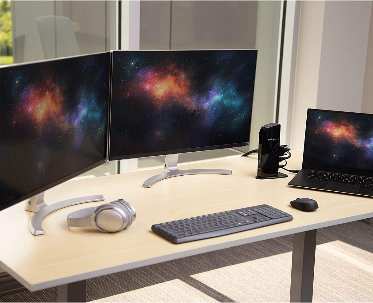 StarTech.com Dual Monitor USB 3.0 Laptop Docking Station with HDMI/DVI/VGA & 6xUSB Ports - Universal USB Dock for Mac & Windows - Black (USB3SDOCKHD) 2 x monitor|2 x USB-A 3.0|4 x USB-A 2.0