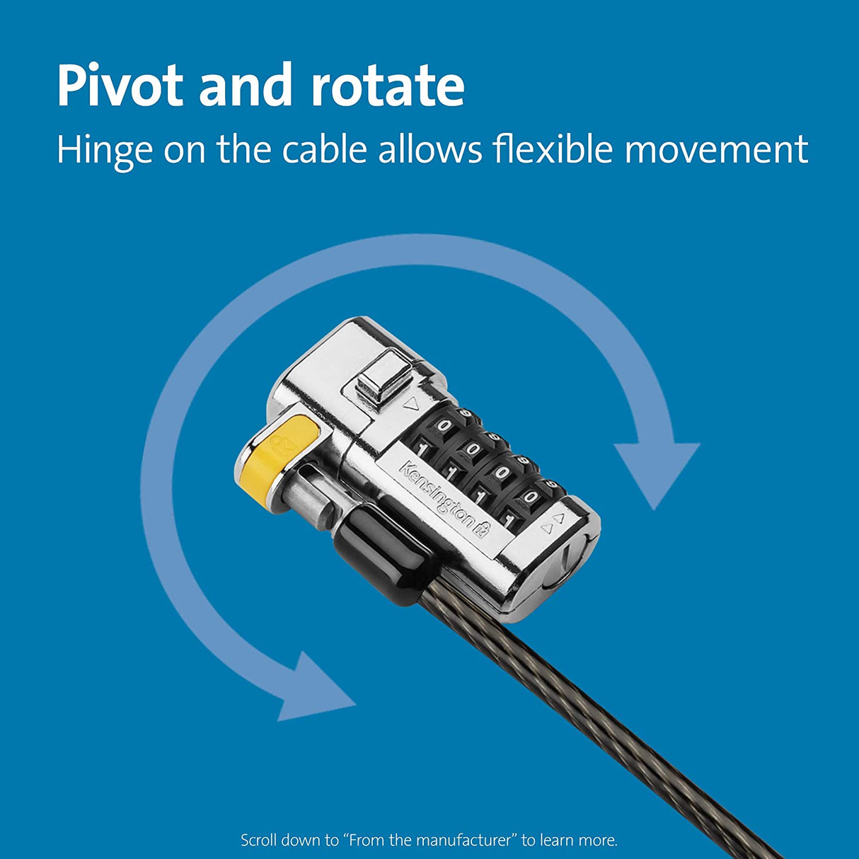 Kensington ClickSafe® Combination Laptop Lock for Wedge-Shaped Security Slot (K67936WW) Combination - Clicksafe