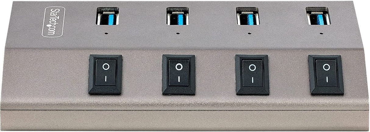 StarTech.com 4-Port Self-Powered USB-C Hub with Individual On/Off Switches, USB 3.0 5Gbps Expansion Hub w/Power Supply, Desktop/Laptop USB-C to USB-A Hub, USB Type C Hub w/BC 1.2 (5G4AIBS-USB-HUB-NA) 4 port USB-A or USB-C source