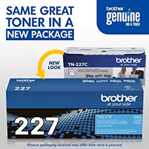 Brother Genuine TN227C, High Yield Toner Cartridge, Replacement Cyan Toner, Page Yield Up to 2,300 Pages, TN227, Amazon Dash Replenishment Cartridge TN227C Toner