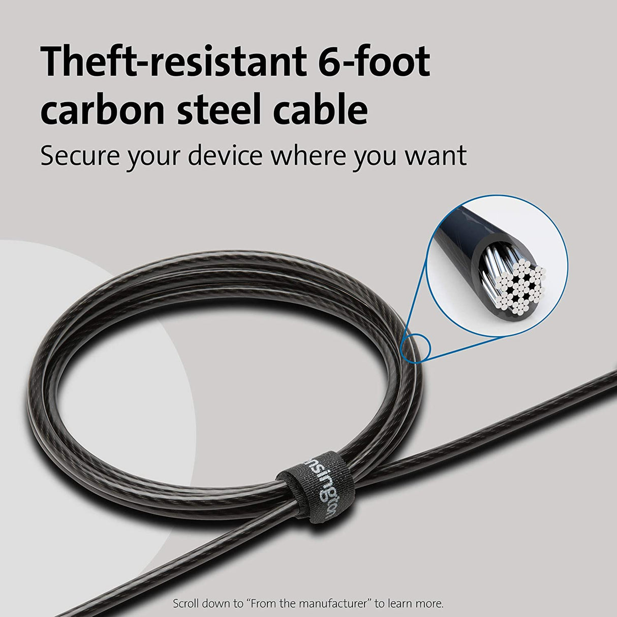 Kensington ClickSafe® Combination Laptop Lock for Wedge-Shaped Security Slot (K67936WW) Combination - Clicksafe