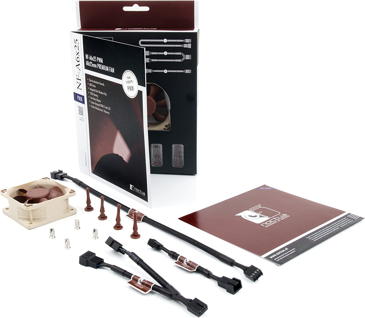 Noctua NF-A6x25 PWM, Premium Quiet Fan, 4-Pin (60mm, Brown)