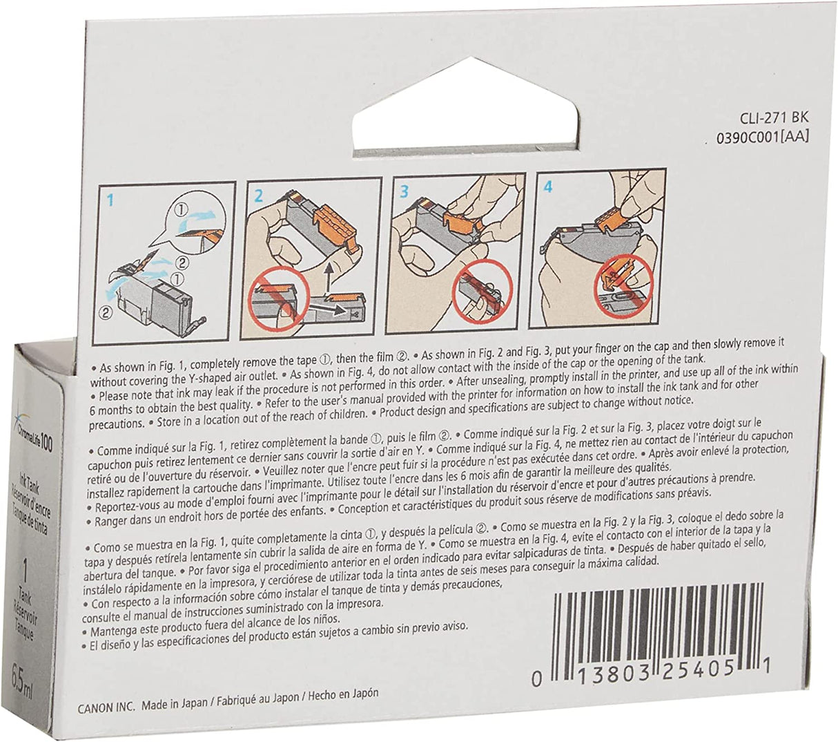 Canon CLI-271 BLACK Compatible to TS5020,TS6020,TS8020,TS9020 Printers BLACK INK TANK Standard Ink Ink