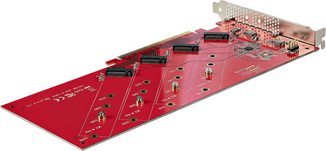 StarTech.com Quad M.2 PCIe Adapter Card, PCIe x16 to Quad NVMe or AHCI M.2 SSDs, PCI Express 4.0, 7.8GBps/Drive, Bifurcation Required, Windows/Linux Compatible (QUAD-M2-PCIE-CARD-B)