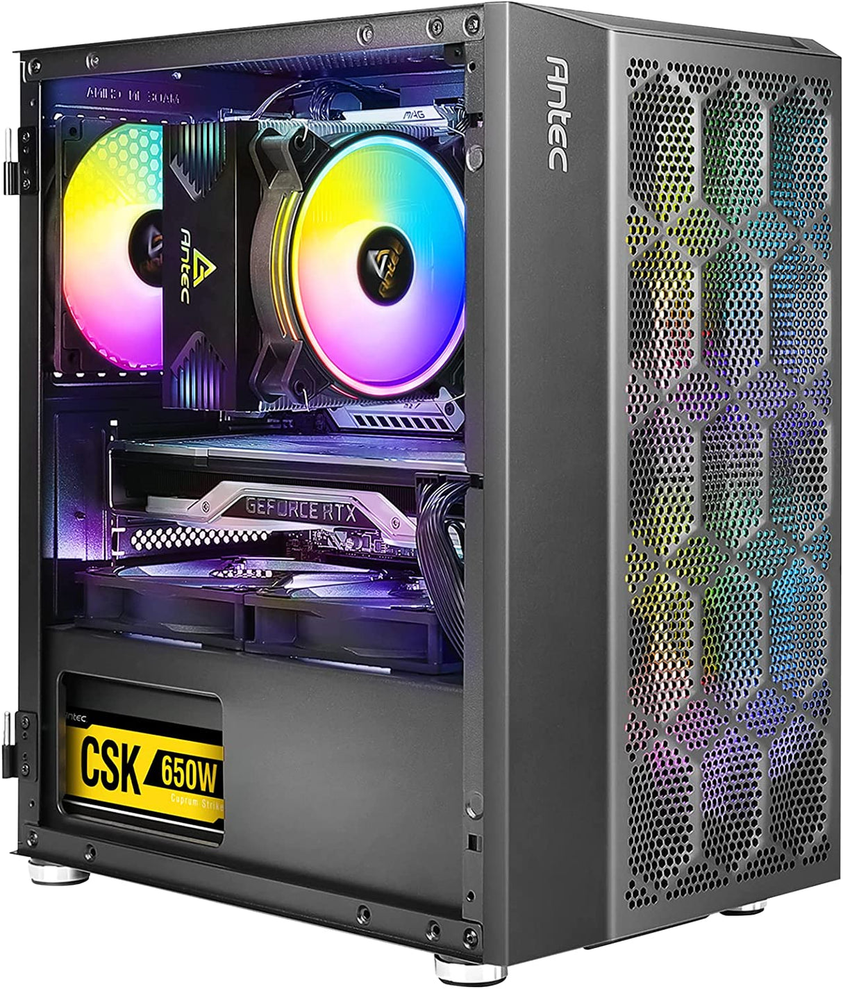 Antec NX200 M, Micro-ATX Tower, Mini-Tower Computer Case with 120mm Rear Fan Pre-Installed, Mesh Design in Front Panel Ventilated Airflow, NX Series, Black, (CJ11132623)
