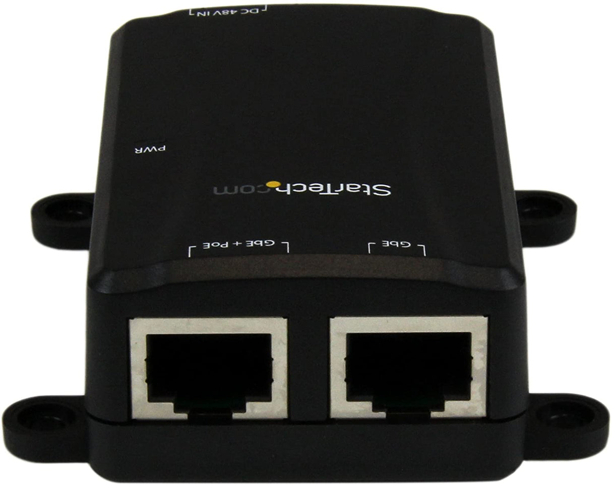 StarTech.com 1 Port Gigabit Midspan - PoE+ Injector - 802.3at and 802.3af - Wall-Mountable Power over Ethernet Injector Adapter (POEINJ1G) , Black Standard