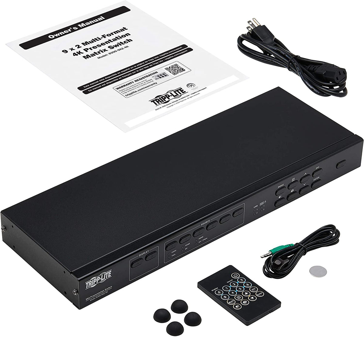 Tripp Lite 9x2 Multi-Format Presentation Matrix Switch w Audio Extractor 4K (B300-9X2-4K)