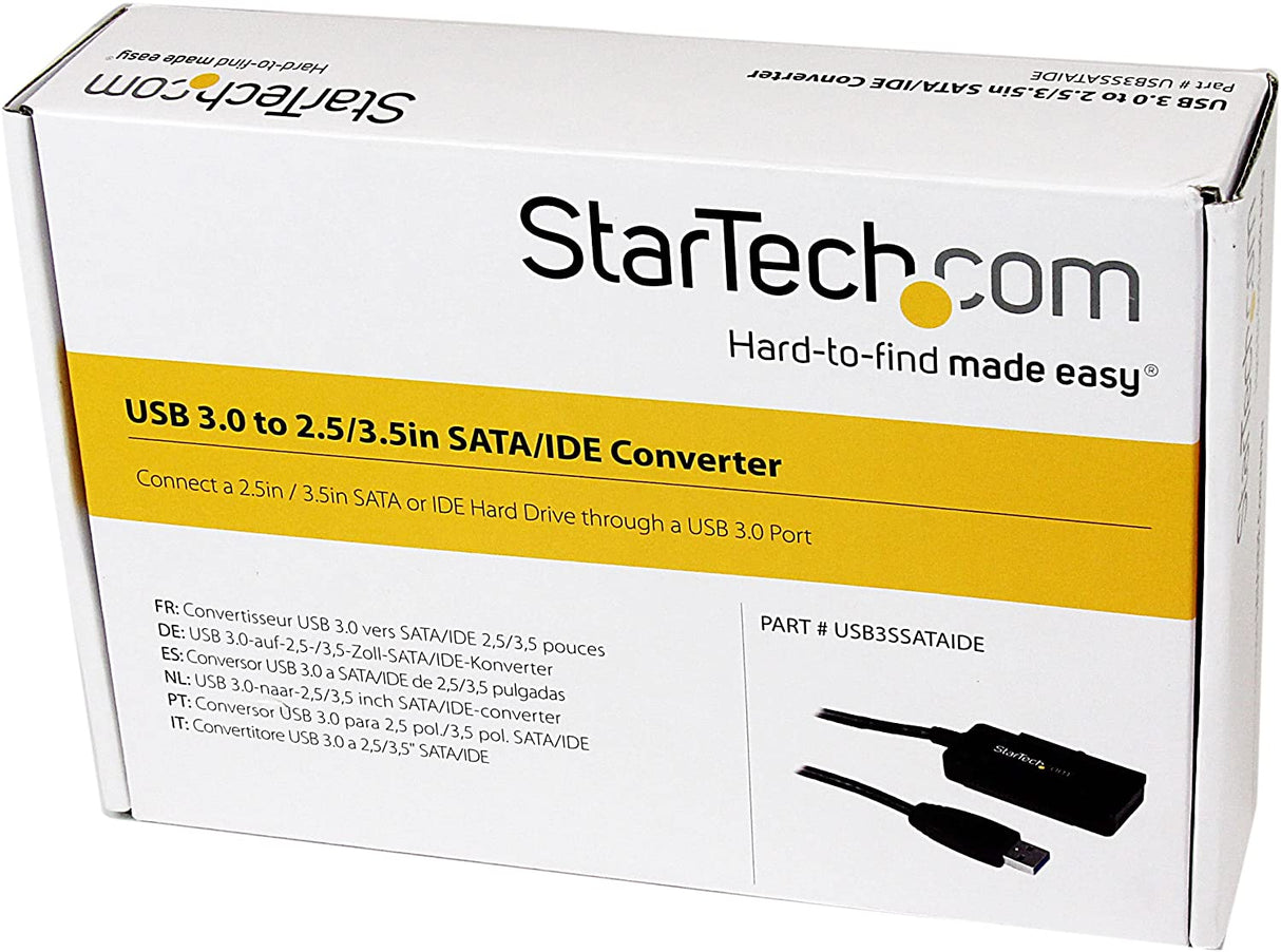 StarTech.com USB 3.0 to SATA IDE Adapter - 2.5in / 3.5in - External Hard Drive to USB Converter – Hard Drive Transfer Cable (USB3SSATAIDE)