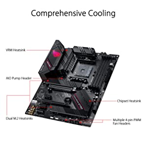 ASUS ROG Strix B550-F Gaming AMD AM4 Zen 3 Ryzen 5000 & 3rd Gen Ryzen ATX Gaming Motherboard (PCIe 4.0, 2.5Gb LAN, BIOS Flashback, HDMI 2.1, Addressable Gen 2 RGB Header and Aura Sync) ROG STRIX B550-F GAMING MB