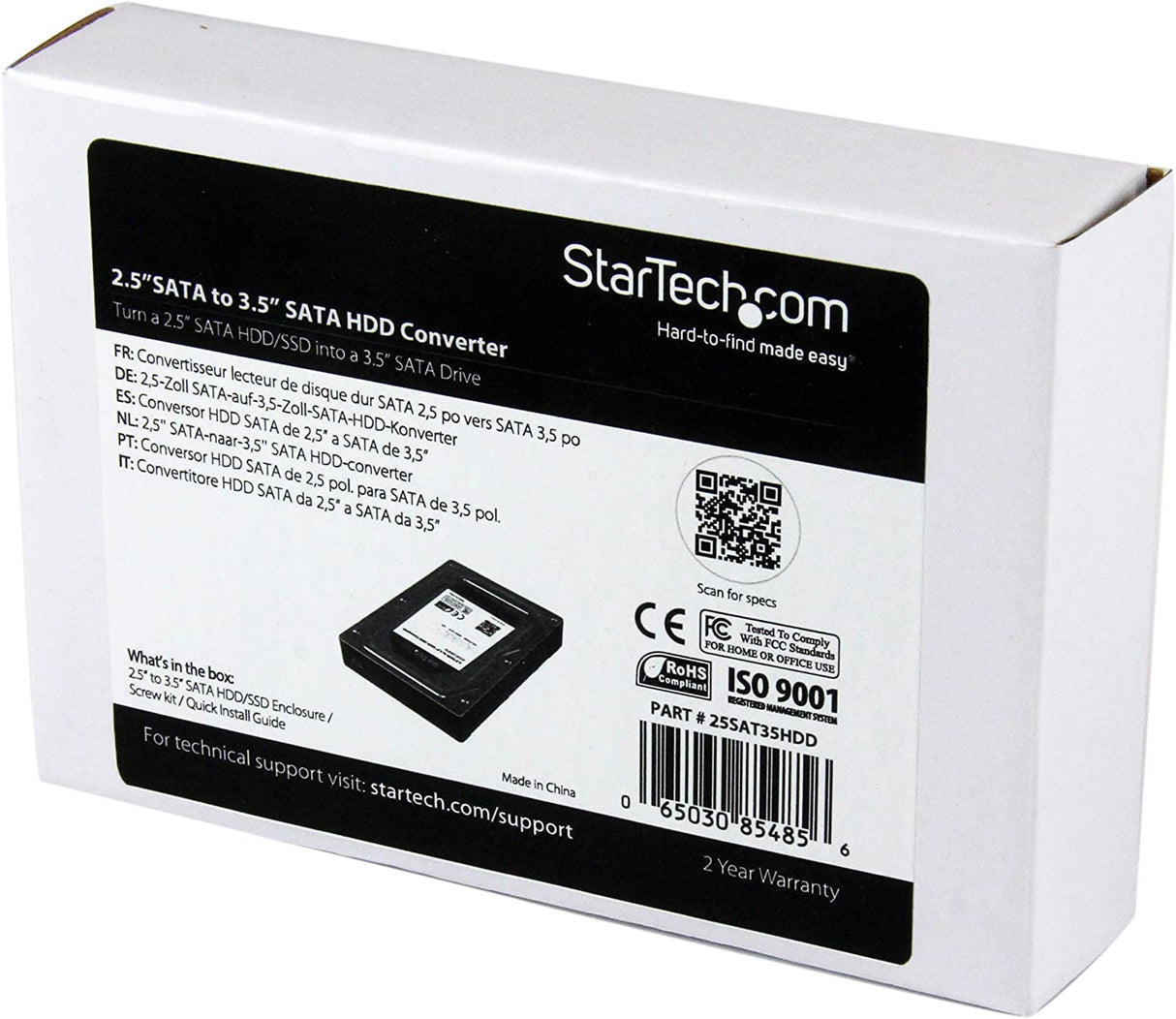 StarTech.com 2.5" to 3.5" SATA HDD/SSD Adapter Enclosure - External Hard Drive Converter with HDD/SSD Height up to 12.5mm (25SAT35HDD), Gray 2.5in SATA Drive 3.5in SATA Enclosure