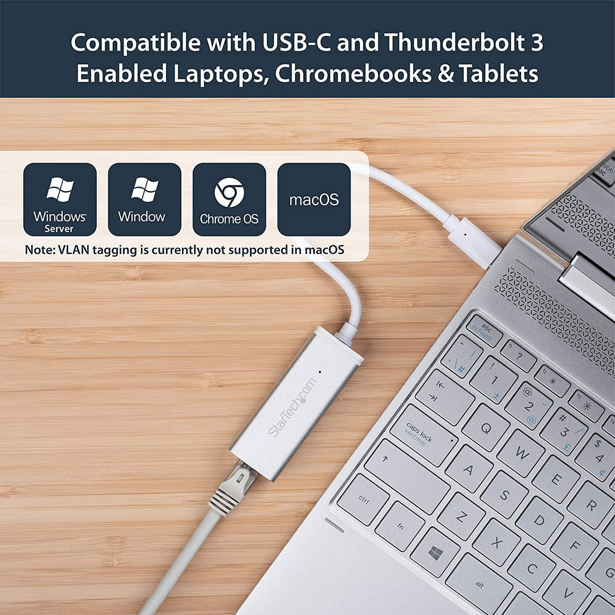 StarTech.com USB-C to Gigabit Ethernet Adapter - Aluminum - Thunderbolt 3 Port Compatible - USB Type C Network Adapter (US1GC30A) Silver