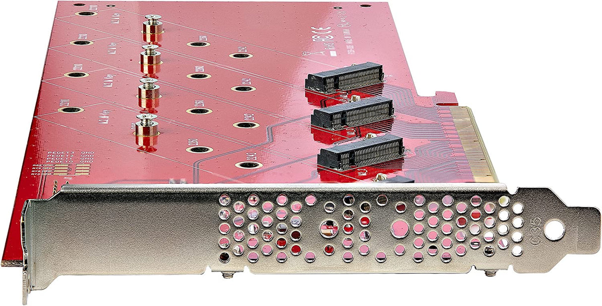 StarTech.com Quad M.2 PCIe Adapter Card, PCIe x16 to Quad NVMe or AHCI M.2 SSDs, PCI Express 4.0, 7.8GBps/Drive, Bifurcation Required, Windows/Linux Compatible (QUAD-M2-PCIE-CARD-B)