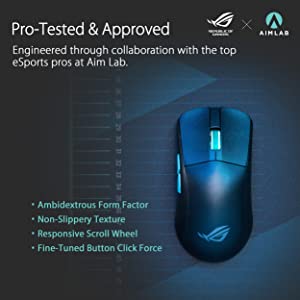 ASUS ROG Harpe Ace Aim Lab Edition Gaming Mouse, 54 g Ultra-Lightwieght, Connectivity (2.4GHz RF, Bluetooth, Wired), 36K DPI Sensor, 5 Programmable Buttons, ROG SpeedNova, Esports & FPS Gaming, Black
