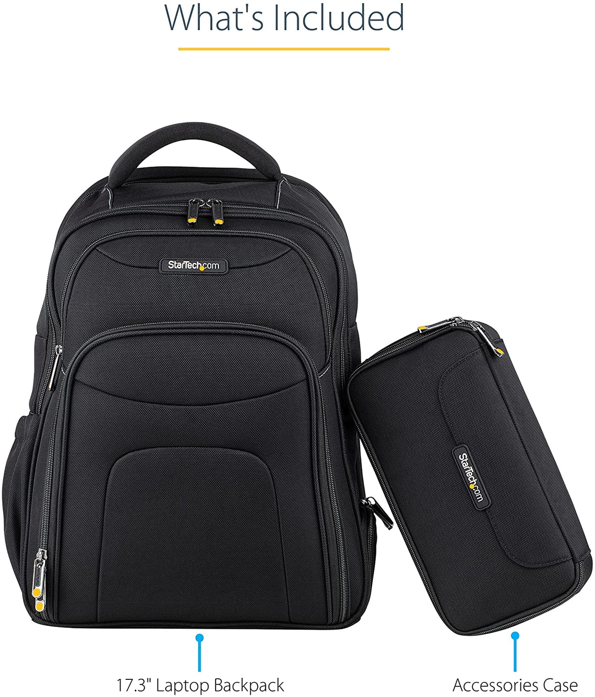 StarTech.com 17.3" Laptop Backpack with Removable Accessory Case - Professional IT Tech Backpack for Work/Travel/Commute - Durable Ergonomic Computer Bag - Nylon - Notebook/Tablet Pockets (NTBKBAG173)