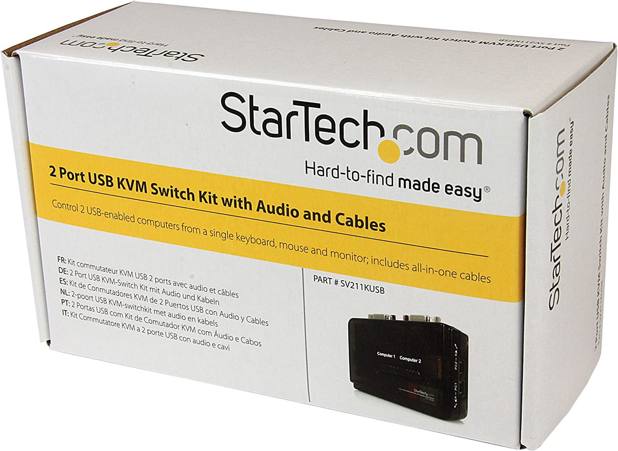 StarTech.com 2 Port USB VGA KVM Switch - Single VGA - Hot-Key & Audio Support - 2048x1536 @60Hz KVM Switch - KVM Video Switch (SV211KUSB) 2 Port VGA