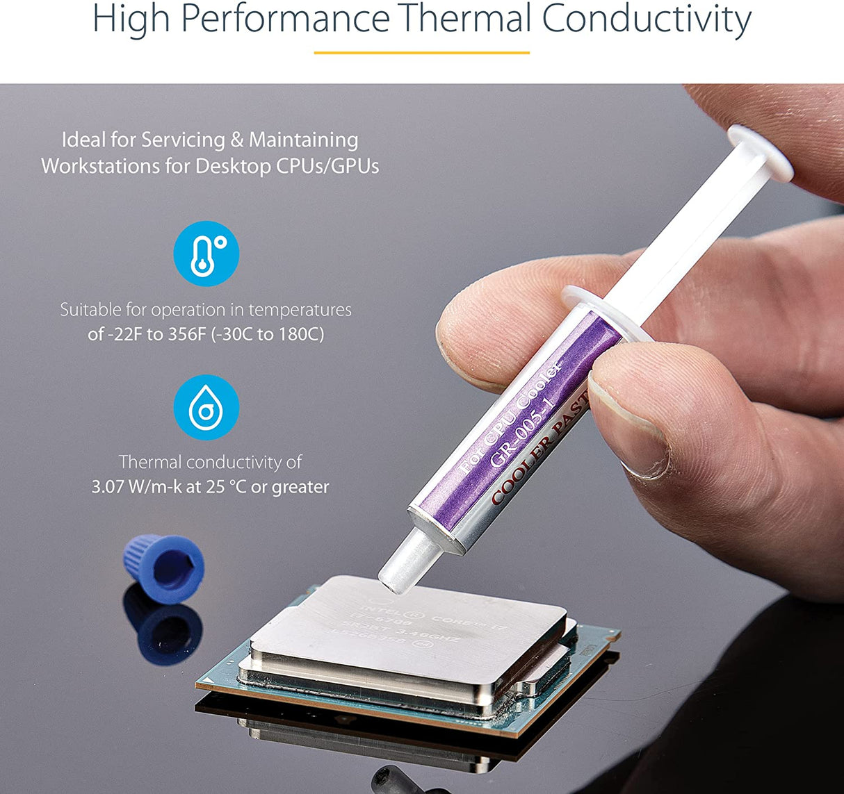 StarTech.com Thermal Paste, High Performance Thermal Paste, Pack of 5 Re-sealable Syringes (1.5g / Each), Metal Oxide Heat Sink Compound, CPU/GPU Thermal Grease Paste, RoHS/CE (SILV5-THERMAL-PASTE)