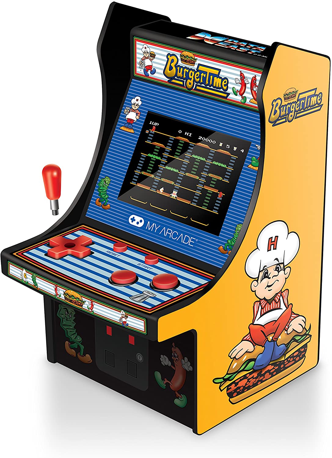 My Arcade Burgertime Micro Player Mini Arcade Machine: Fully Playable, 6.75 Inch Collectible, Color Display, Speaker, Volume Buttons, Headphone Jack - Electronic Games