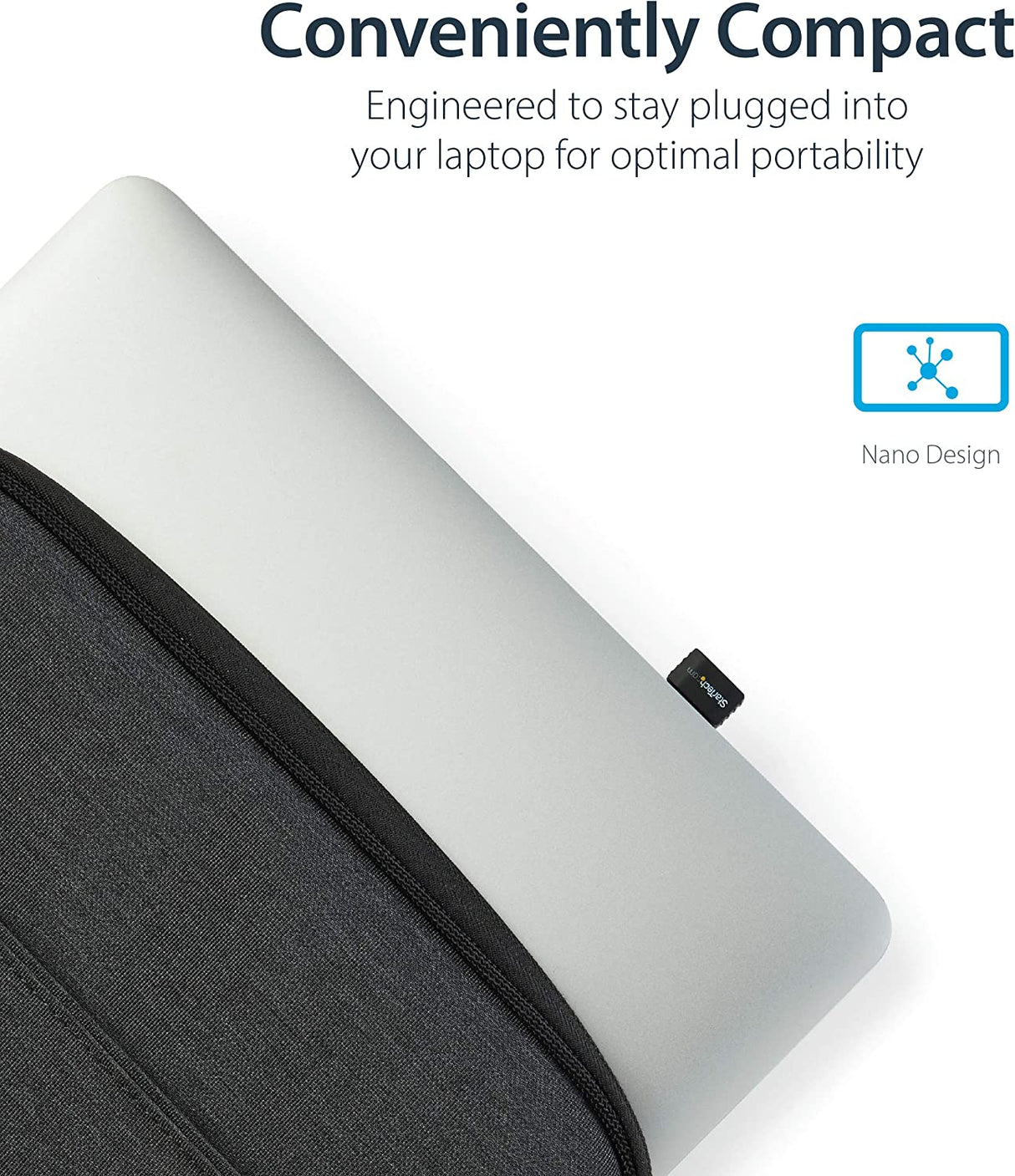 StarTech.com Wireless USB WiFi Adapter – Dual Band AC600 Wireless Dongle - 2.4GHz / 5GHz - 802.11ac Wi-Fi Laptop Adapter (USB433ACD1X1)