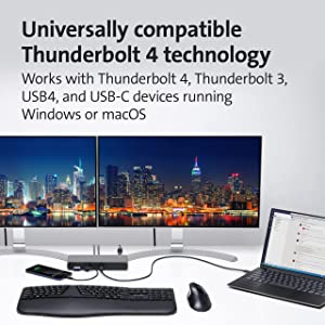 Kensington SD5780T Thunderbolt 4 Dual 4K Docking Station with 96W Power Delivery & SD Card Reader, HDMI & Thunderbolt 4 Ports for Windows and MacBooks (K33040NA) Thunderbolt 4 HDMI + TB 96W PD