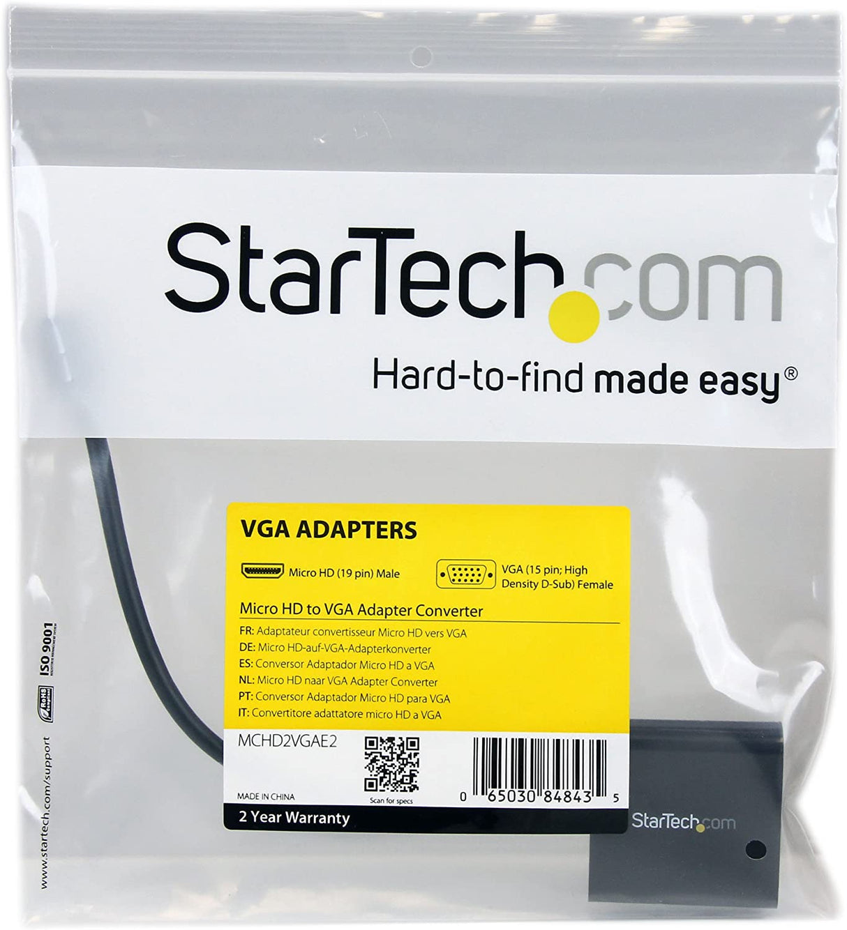 StarTech.com Micro HDMI® to VGA Adapter Converter for Smartphones / Ultrabook / Tablet - 1920x1080 - Micro HDMI Male to VGA Female (MCHD2VGAE2)