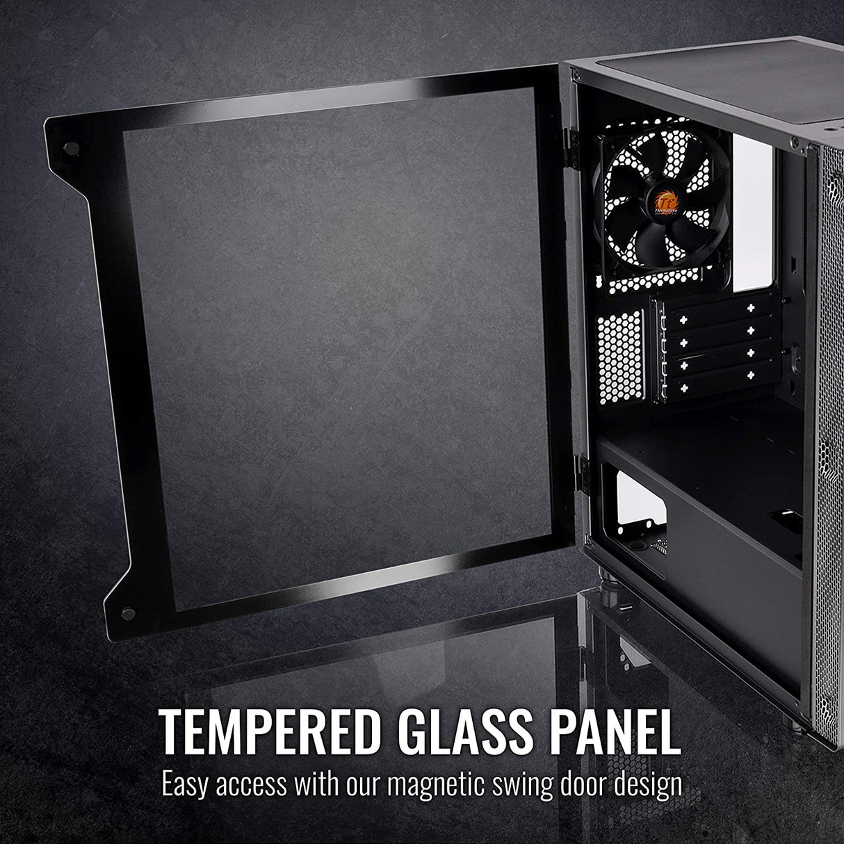 Thermaltake CA-1Q9-00S1WN-00 S100 Tempered Glass Black Edition Micro-ATX Mini-Tower Computer Case with 120mm Rear Fan Pre-Installed S100 Black