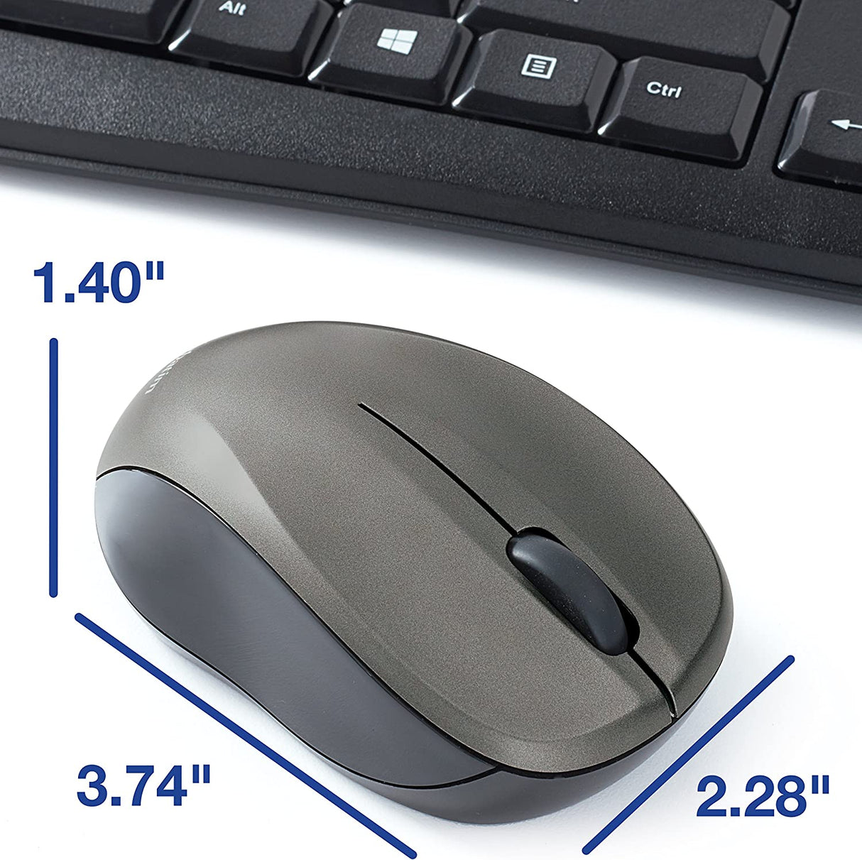 Vertiv Verbatim Wireless Silent Mouse & Keyboard Combo - 2.4GHz with Nano Receiver - Ergonomic, Noiseless, and Silent for Mac and Windows - Graphite (99779)