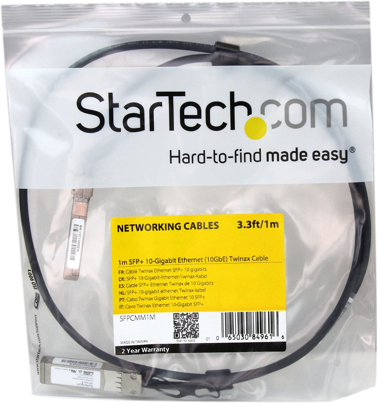 StarTech.com Cisco SFP-H10GB-CU1M Compatible 1m 10G SFP+ to SFP+ Direct Attach Cable Twinax - 10GbE SFP+ Copper DAC 10Gbps Low Power Passive Transceiver Module DAC Firepower ASR920 (SFPCMM1M) 3 ft / 1m