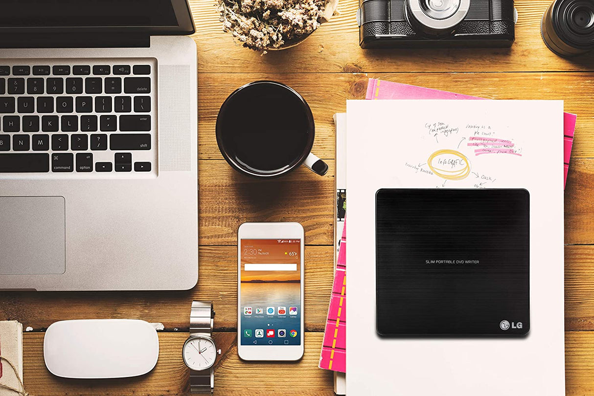 LG Electronics 8X USB 2.0 Super Multi Ultra Slim Portable DVD Rewriter External Drive with M-DISC Support for PC and Mac, Black (GP60NB50) Black Drive