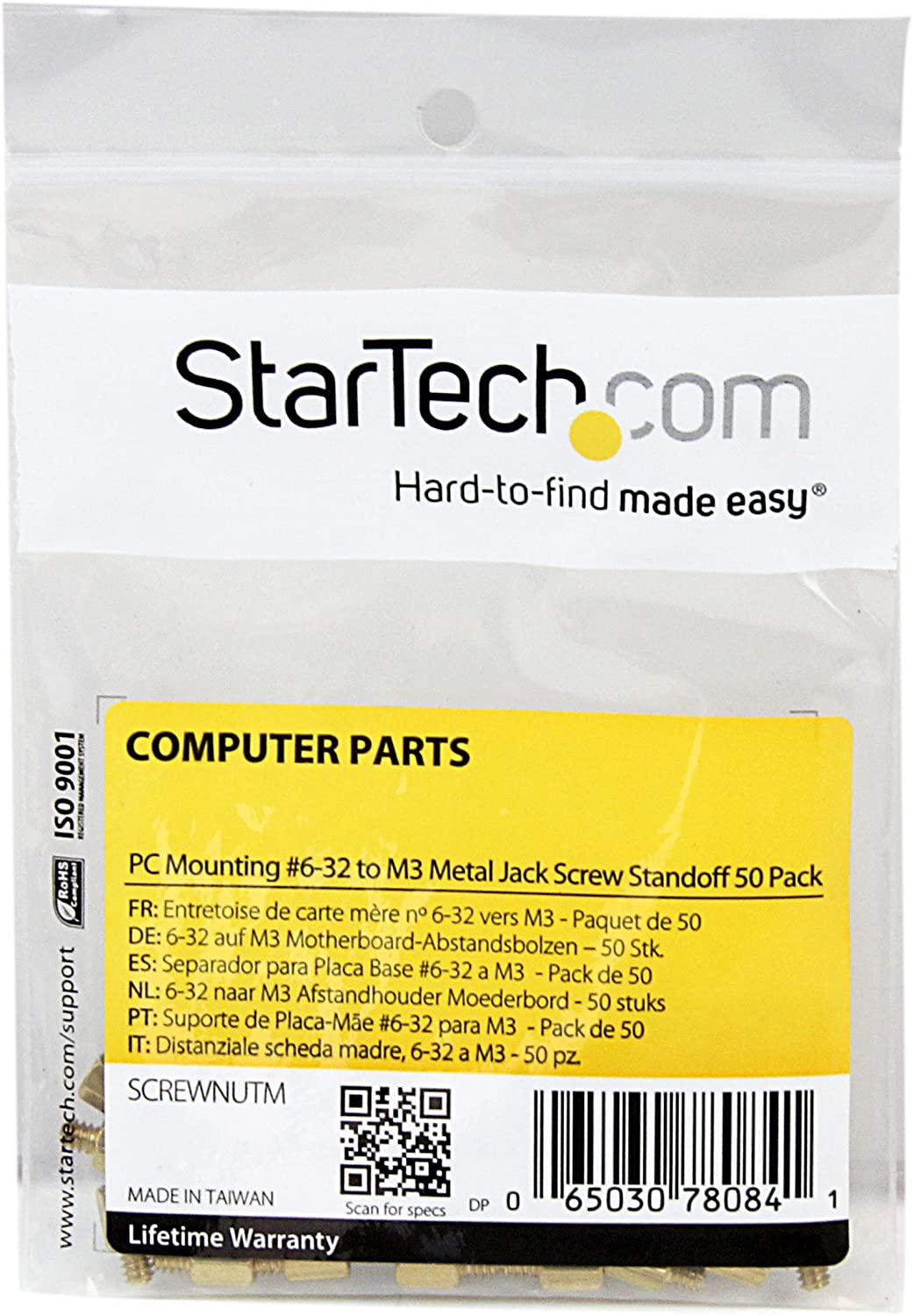 StarTech.com Metal Jackscrew Standoffs #6-32 - Jackscrew standoff - 0.2 in (pack of 50) - SCREWNUTM