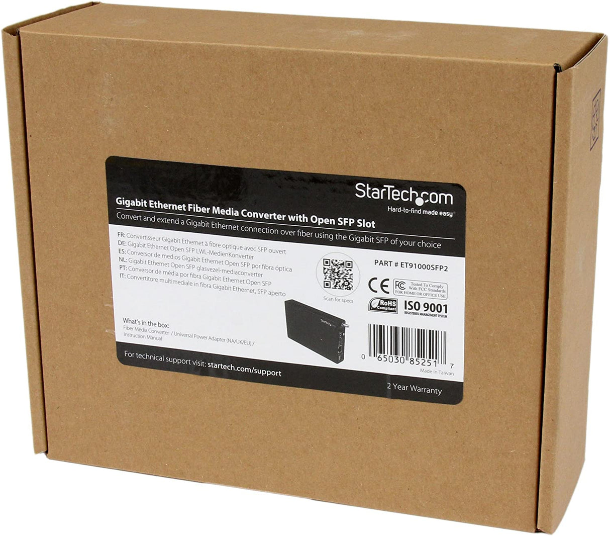 StarTech.com Gigabit Ethernet Fiber Media Converter with Open SFP Slot - Fiber to Ethernet Converter - Gigabit Ethernet Media Converter (ET91000SFP2) Chassis Mount | Single Mode & Multi Mode